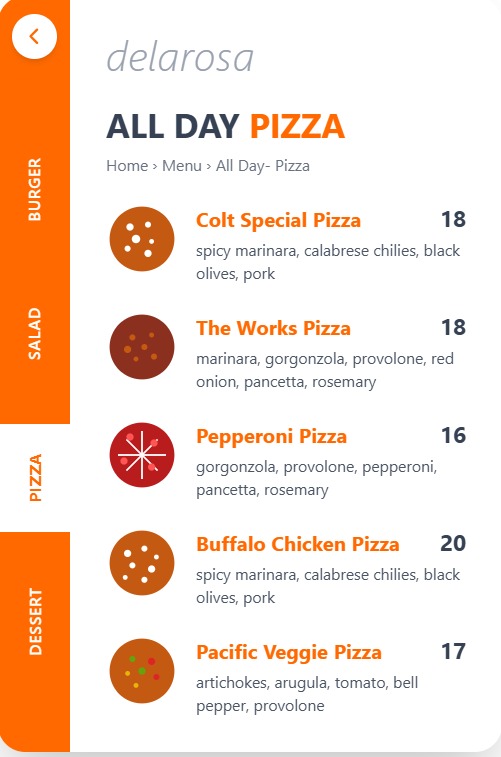 Digital Menu Interface